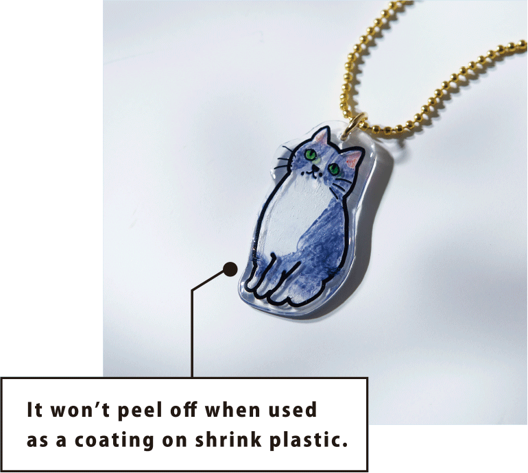 It won't peel off when used as a coating on shrink plastic.
