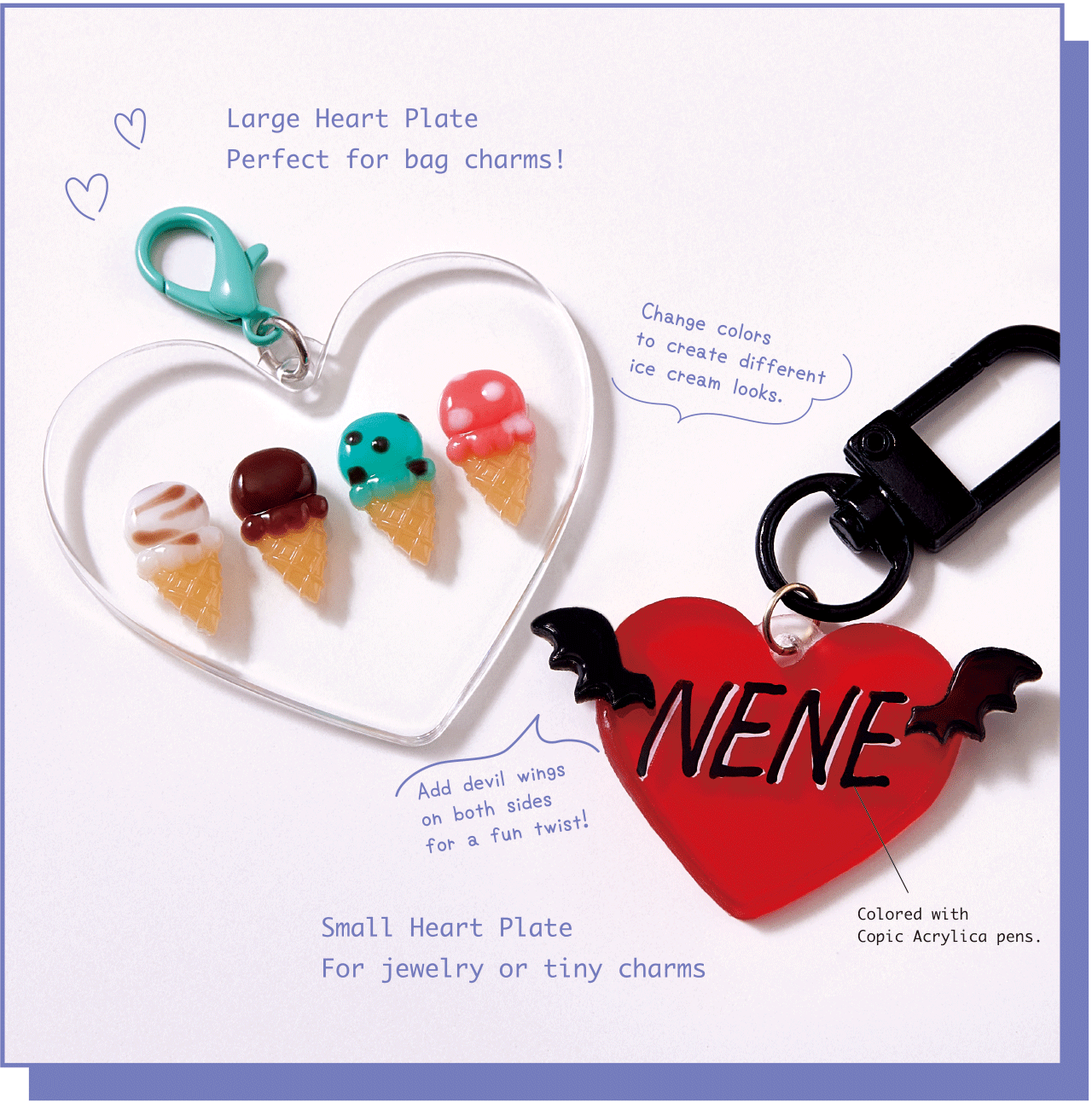 Large Heart Plate Perfect for bag charms! Small Heart Plate For jewelry or tiny charms