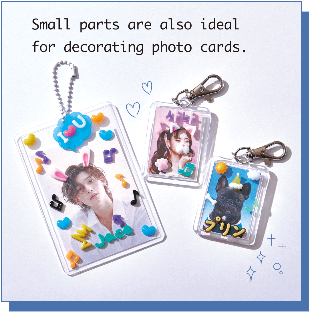 Small parts are also ideal for decorating photo cards.