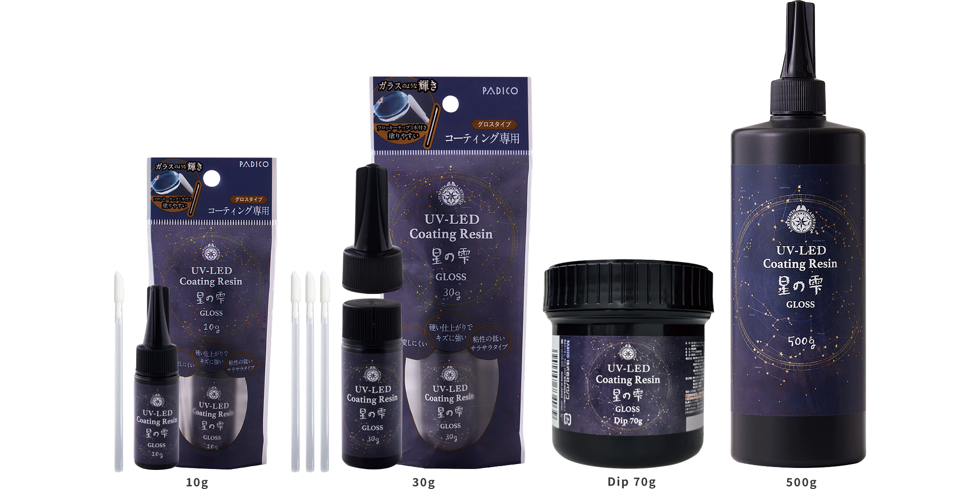 UV-LED Coating Resin Star Drop [Gloss] 10g　UV-LED Coating Resin Star Drop [Gloss] 30g　UV-LED Coating Resin Star Drop [Gloss] Dip 70g　UV-LED Coating Resin Star Drop [Gloss] 500g